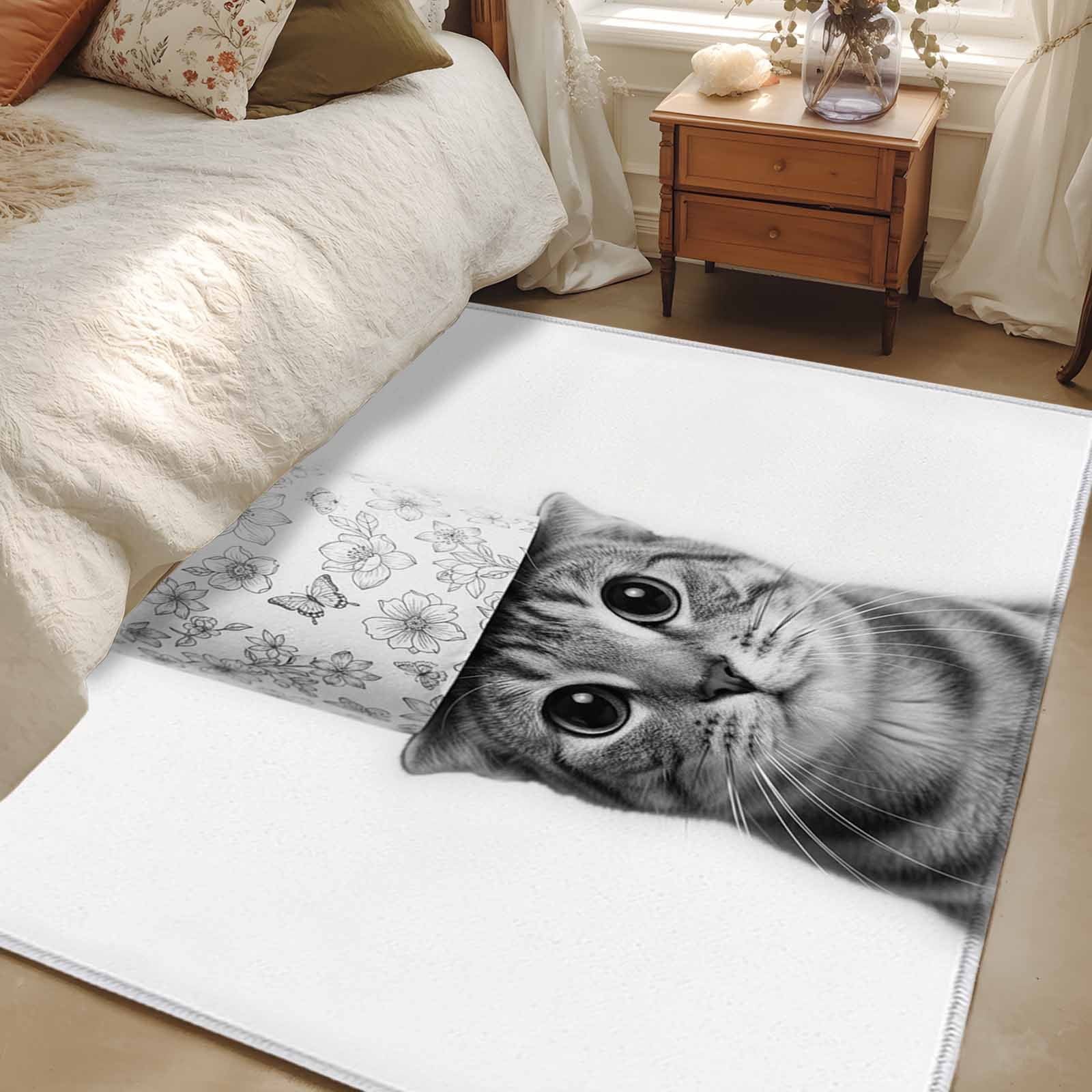 4x6 Area Rugs, Cute Cat Non-Skid Rubber Backing Large Rectangle Rugs ...