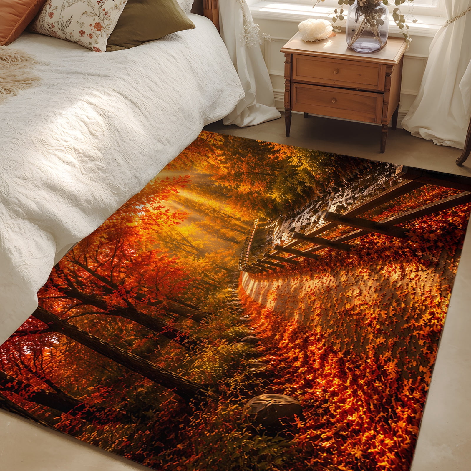 4x6 Area Rugs, Fall Non-Skid Rubber Backing Large Rectangle Rugs ...