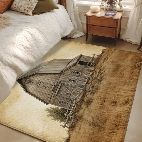 Rustic Wool Rugs 4x6 Area Rugs, Farmhouse Wood Barn Non-Skid Rubber Backing Large ...