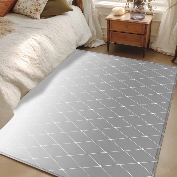 4x6 Area Rugs, Gray Ombre Non-Skid Rubber Backing Large Rectangle Rugs - Living Room Bedroom Home Office, Modern Geometric Abstract Rhombus Striped Indoor Floor Mat Carpets Washable Rug