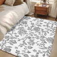 thumbnail image 1 of 4x6 Area Rugs, Grey Flower Non-Skid Rubber Backing Large Rectangle Rugs - Living Room Bedroom Home Office, Vintage Farmhouse Boho Leaf Spring Plant Indoor Floor Mat Carpets Washable Rug, 1 of 9