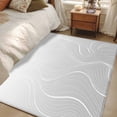 thumbnail image 1 of 4x6 Area Rugs, Grey Geometric Non-Skid Rubber Backing Large Rectangle Rugs - Living Room Bedroom Home Office, Modern White Stripe Abstract Distortion Art Indoor Floor Mat Carpets Washable Rug, 1 of 9