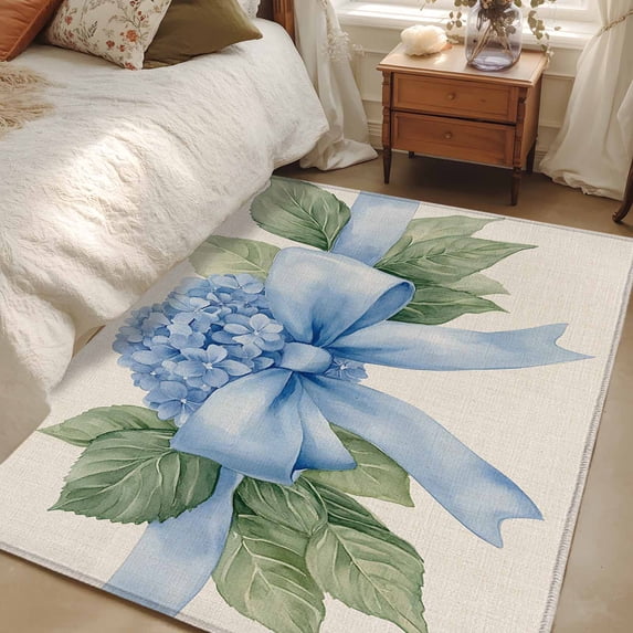 4x6 Area Rugs, Hydrangea Flower Non-Skid Rubber Backing Large Rectangle ...
