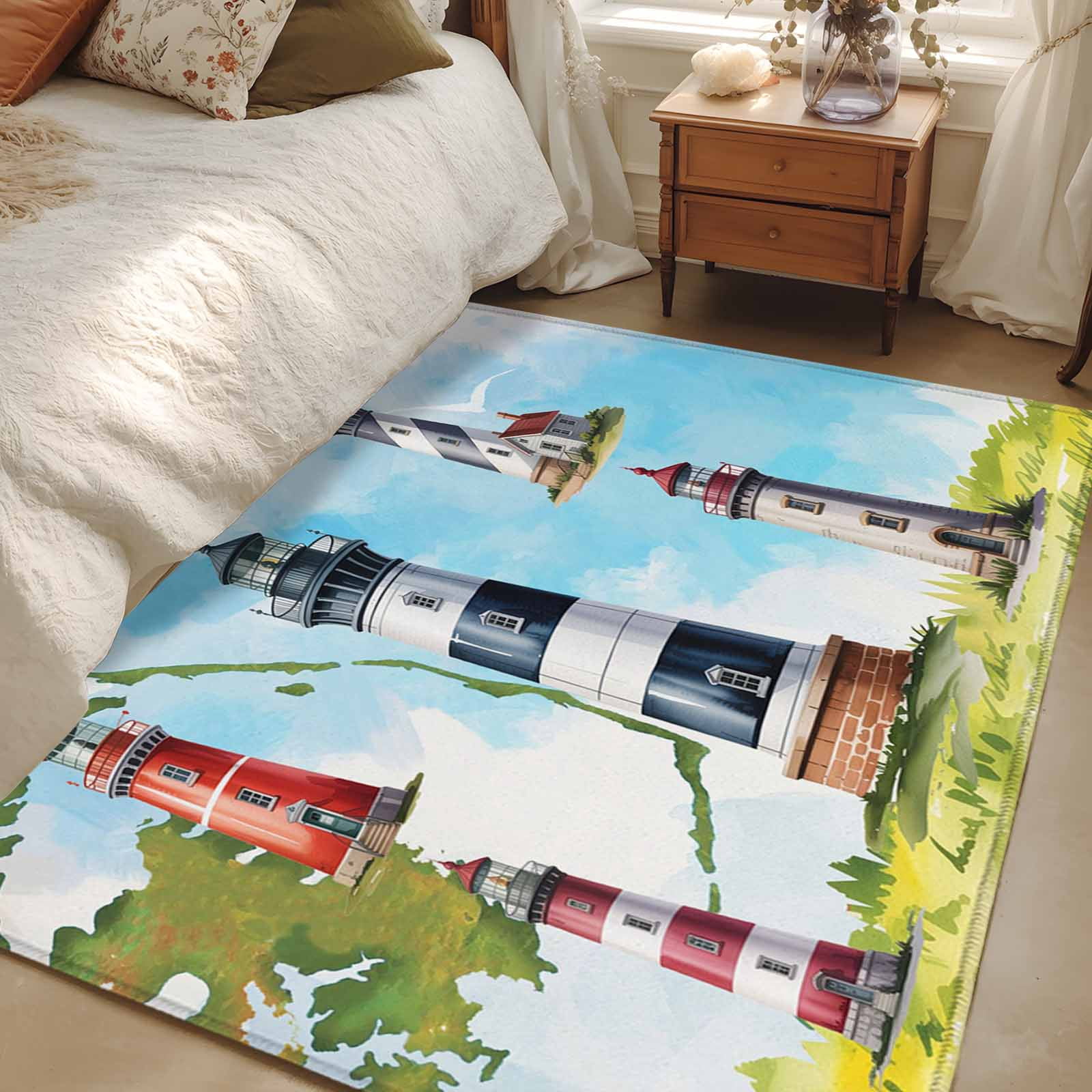 4x6 Area Rugs, Lighthouse Non-Skid Rubber Backing Large Rectangle Rugs ...