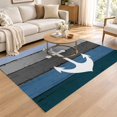 4x6 Area Rugs for Living Room, Blue Nautical Anchor Washable Non-Slip ...