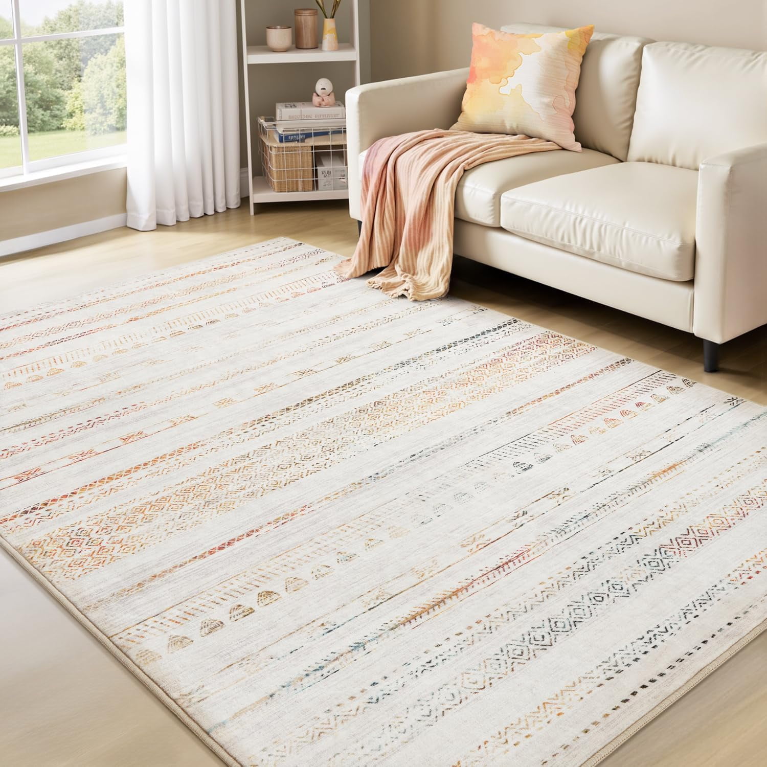 4x6 Area Rugs for Living Room Machine Washable Rug Distressed Indoor ...