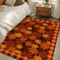 thumbnail image 1 of 4x6 Area Rugs, Orange Maple Leaves Fall Non-Skid Rubber Backing Large Rectangle Rugs - Living Room Bedroom Home Office, Thanksgiving Orange Buffalo Plaid Indoor Floor Mat Carpets Washable Rug, 1 of 9