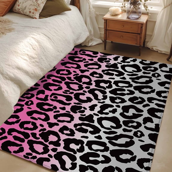 4x6 Area Rugs, Pink Gray Ombre Leopard Non-Skid Rubber Backing Large ...