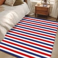 thumbnail image 1 of 4x6 Area Rugs, Red Blue White Striped Non-Skid Rubber Backing Large Rectangle Rugs - Living Room Bedroom Home Office, Modern Simple Stripes Indoor Floor Mat Carpets Washable Rug, 1 of 9
