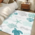 thumbnail image 1 of 4x6 Area Rugs, Turquoise Coastal Non-Skid Rubber Backing Large Rectangle Rugs - Living Room Bedroom Home Office, Nautical Summer Beach Coral Sea Turtle Indoor Floor Mat Carpets Washable Rug, 1 of 9