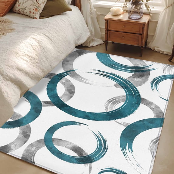4x6 Area Rugs, Turquoise Grey Non-Skid Rubber Backing Large Rectangle ...