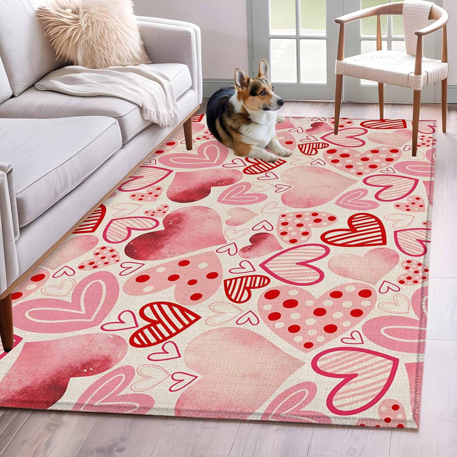 Valentine Rug 4x6 Area Rugs, Valentine''s Day Non-Skid Rubber Backing Large Rectangle ...