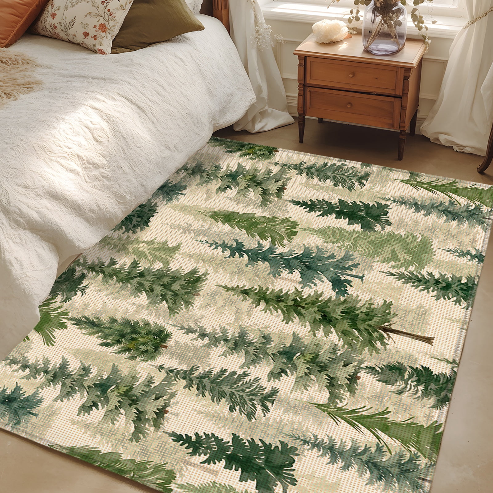 4x6 Area Rugs, Vintage Christmas Tree Non-Skid Rubber Backing Large ...