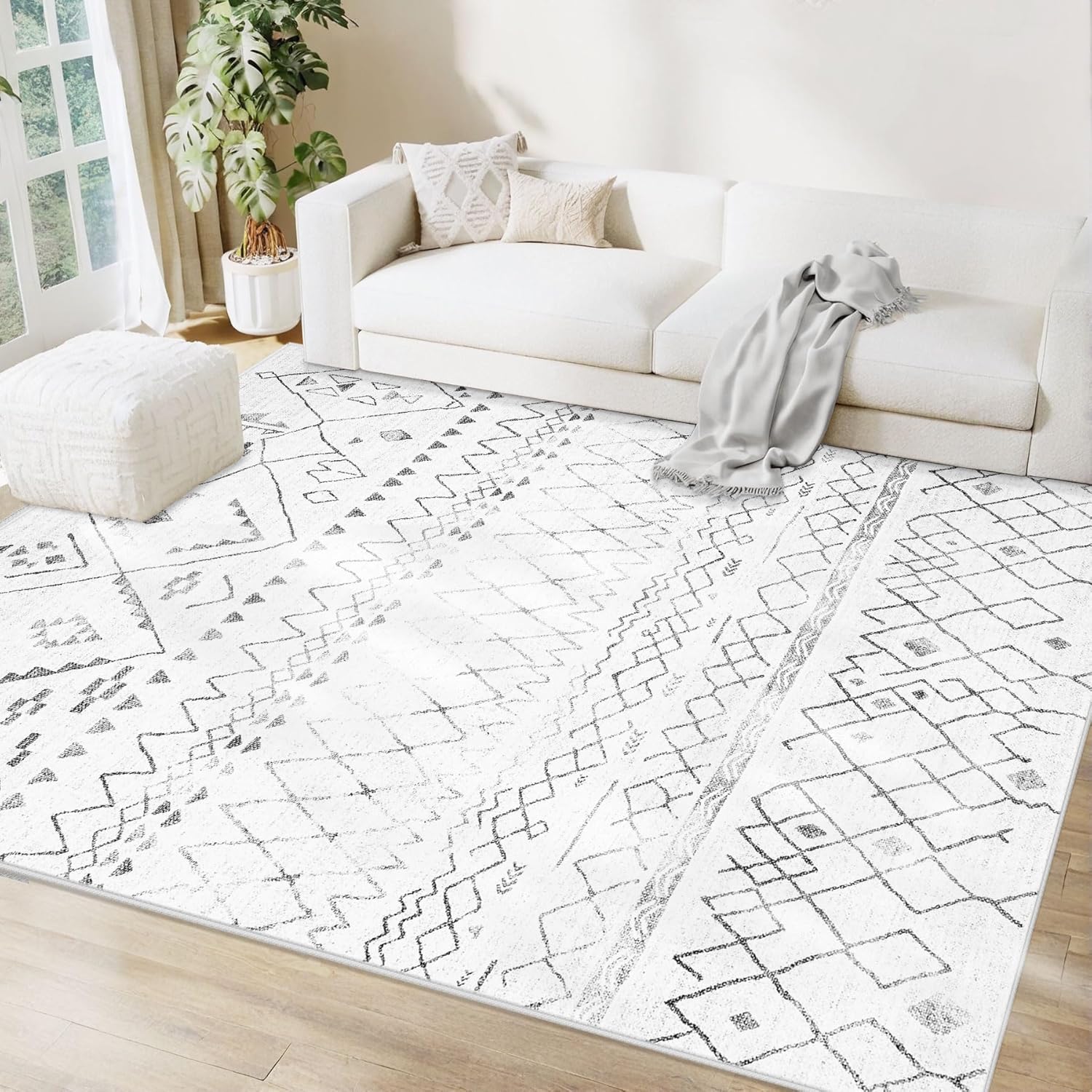 4x6 Area Rugs: Washable Boho Geometric Rug for Living Room Farmhouse ...