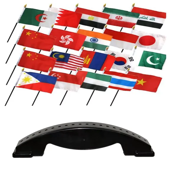 4x6 Asian Country 20 Desk Set Table Stick Flags w/ 20 Hole Base Stand