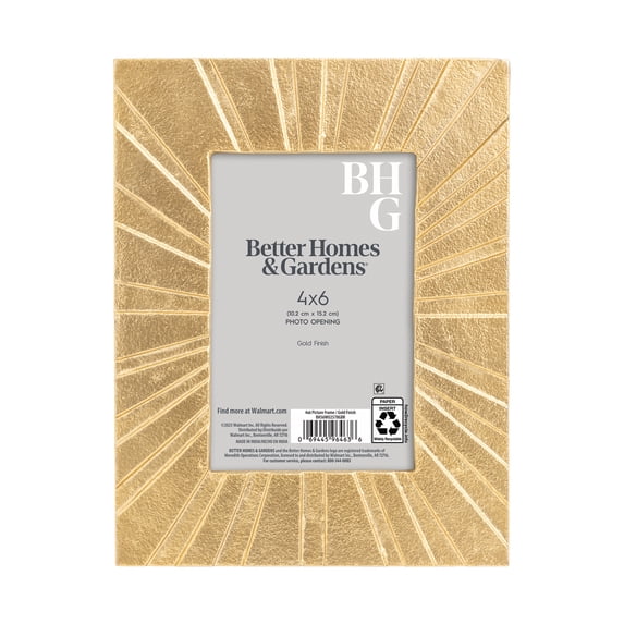 Better Homes & Gardens 4x6 Picture Frame – Gold Cast Radiant Metal Tabletop Photo Frame