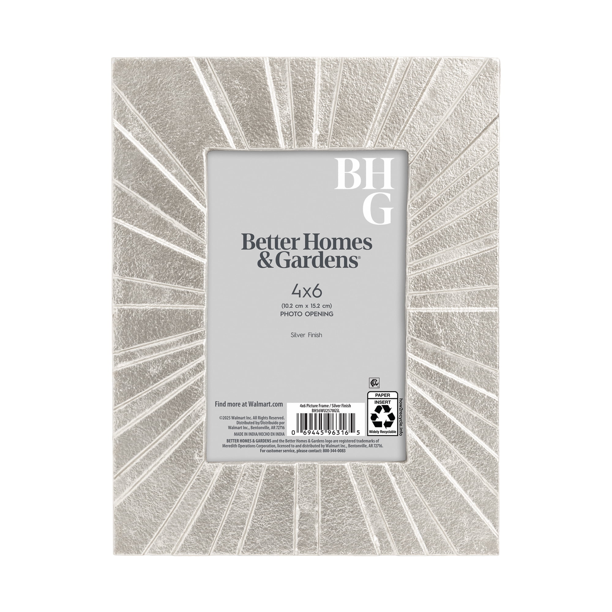 Better Homes & Gardens 4x6 Picture Frame – Silver Cast Radiant Metal Tabletop Photo Frame
