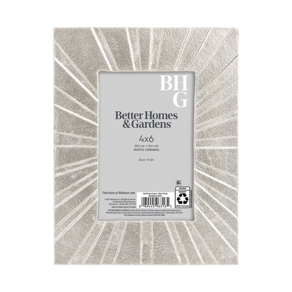 Better Homes & Gardens 4x6 Picture Frame – Silver Cast Radiant Metal Tabletop Photo Frame