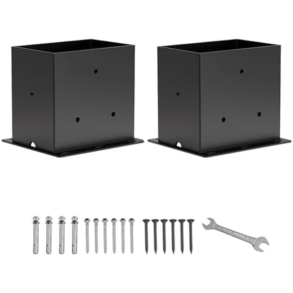 4x6 Base 2 count,Deck Brackets,Inner Size (3.6" x5.6" -Coated Bracket Fit for Outdoor Pavilion, Deck Railing,Support Deck Base Plate,Pergola