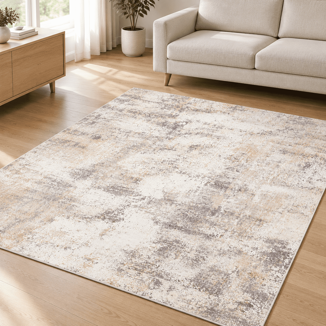 4x6 Beige Grey Abstract Area Rug - Walmart.com