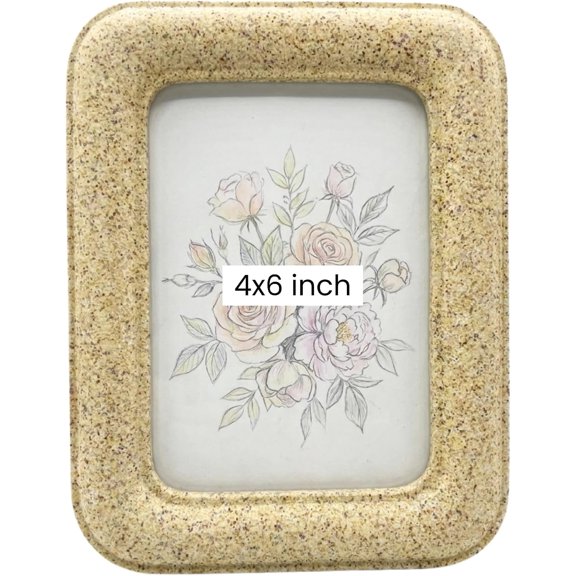 4x6 Beige Resin Photo Frames, Rounded Stone Look Textured Picture Frames for Home Décor