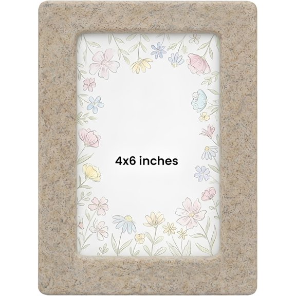 4x6 Beige Resin Picture Frames, Stone Look Decorative Rectangular Photo Frames for Tabletop Display