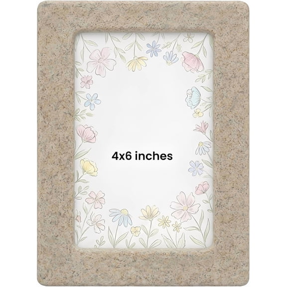 4x6 Beige Resin Picture Frames, Stone Look Decorative Rectangular Photo Frames for Tabletop Display