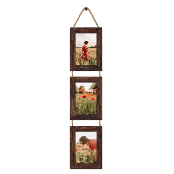 4x6 Brown Picture Frame Collage Set for Wall Hanging