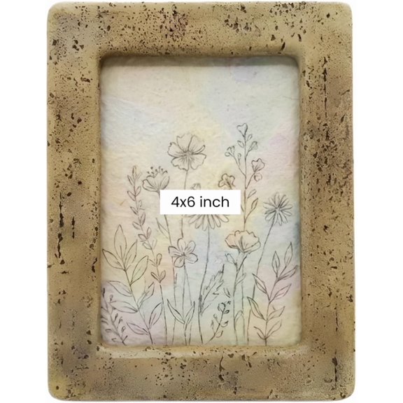 4x6 Brown Resin Picture Frames, Stone Look Decorative Rectangular Photo Frames for Tabletop Display