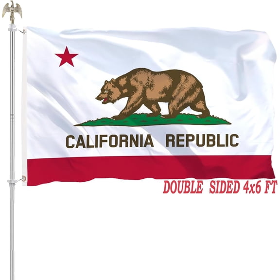 4x6 California State Flag Double Sided Outdoor 4x6 California Republic Flag Banner Heavy Duty 210D Nylon Vivid Color Anti-Fading with 2 Brass Grommets for Outdoor Indoor Wall