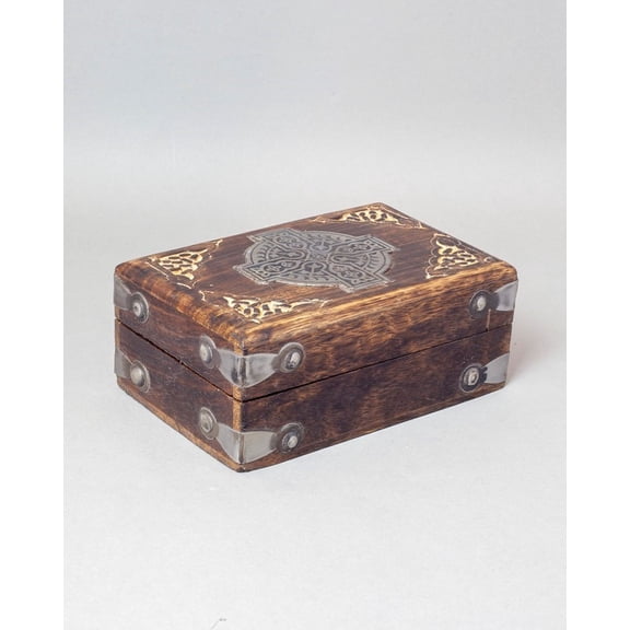 4x6 Celtic Cross Mango Wood Box Handmade Decorative Storage Box