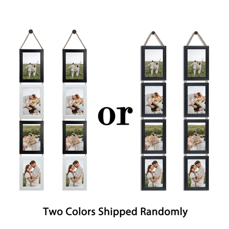 4x6 Collage Hanging Picture Frames set of 2, Wall Hanging Photo Frame with 8 Opening Vertical Rope Frames