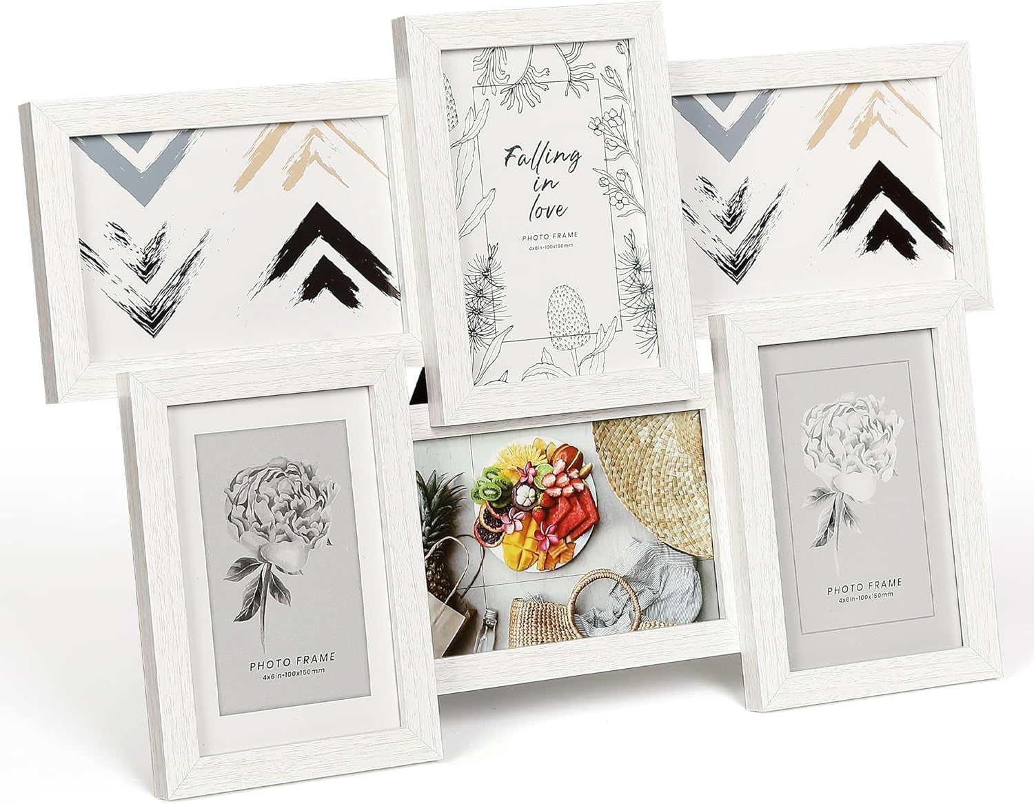 4x6 Collage Picture Frame, 6 Openings Black Photo Frame for Wall Decor or Tabletop, Durable MDF Wood Multi Picture Frame for Family Memories