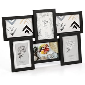 4x6 Collage Picture Frame, 6 Openings Black Photo Frame for Wall Decor or Tabletop, Durable MDF Wood Multi Picture Frame for Family Memories