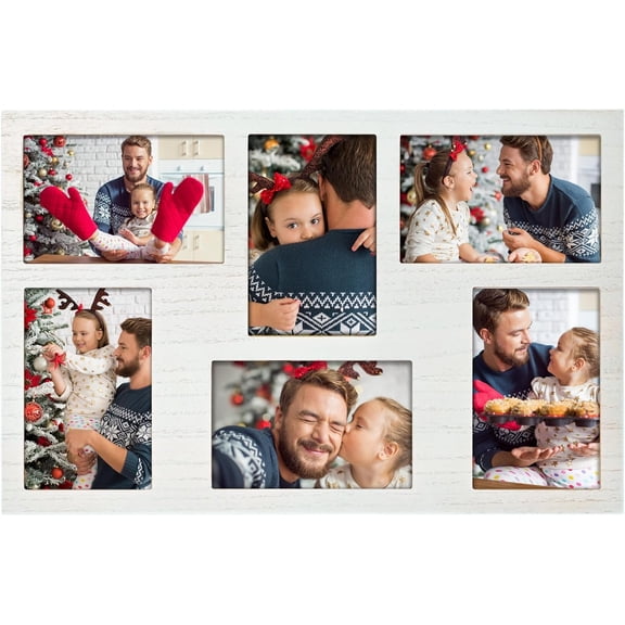 4x6 Collage Picture Frame Family Photos Display - 6 Openings Collage White Picture Frame for Wall for Tabletop Stand Black Picture Frames Set for Decor