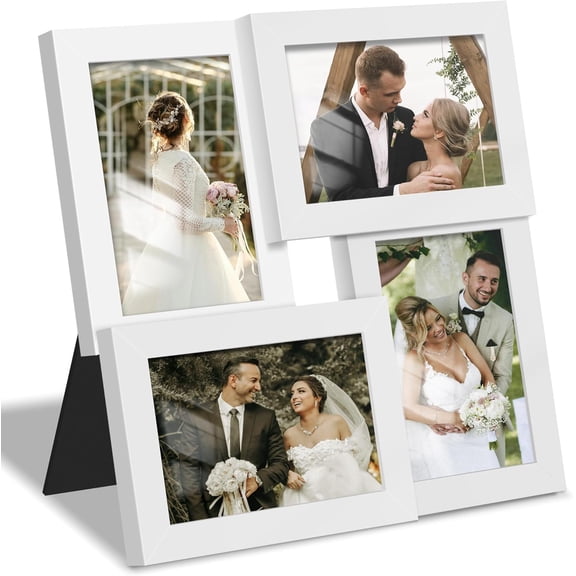 4x6 Collage Picture Frame Tempered Glass Front, Displays Four 4x6 Photo, Family Photo Collage Frame, Wall Decor Wall Hanging or Tabletop, White