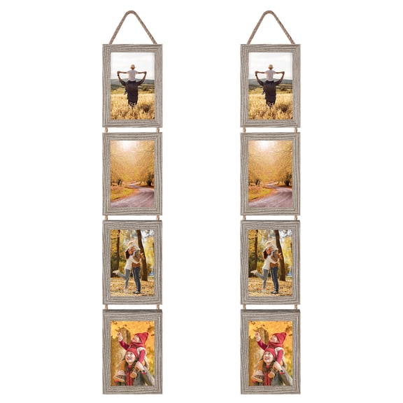 4x6 Collage Picture Frames, Brown Photo Frame Set of 2 for Wall Hanging Photo Decor