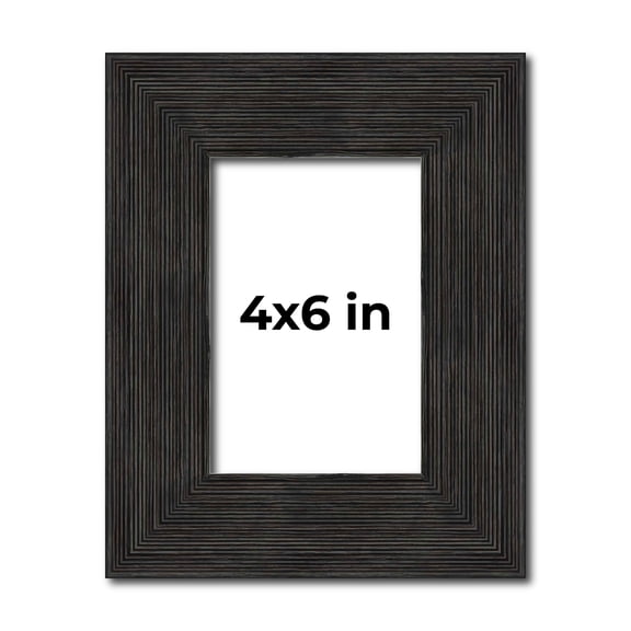 4x6 Contemporary Black Picture Frame - UV Acrylic, Foam Board Backing, Hanging Hardware