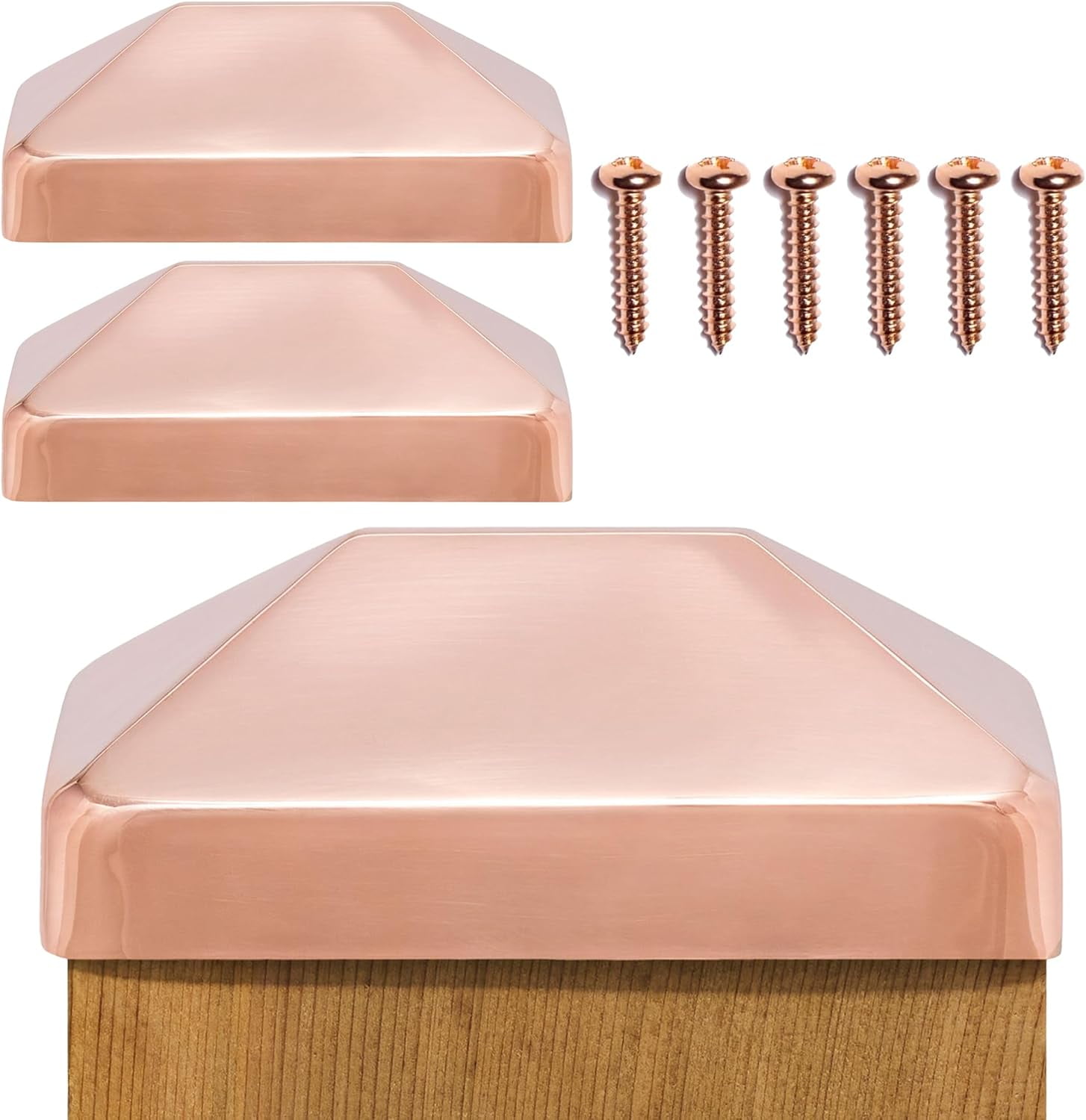 4x6 Copper Pyramid Post Caps (3-Pack) - Extended Lip - Solid Copper ...
