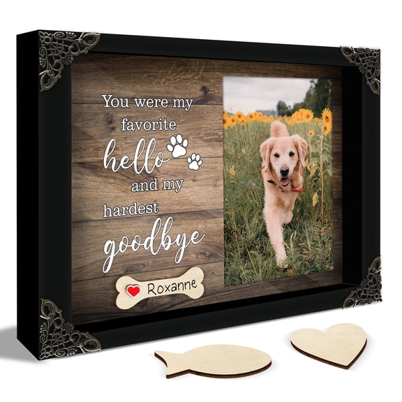 4x6 Covered Dog Memorial Picture Frame, Pet Memorial Gifts for Dogs Cats, Bereavement Frame for Dog Cat in Loving Memory, Loss of Pet Sympathy Gift, Pet Remembrance Gift Wall Tabletop PF205-B