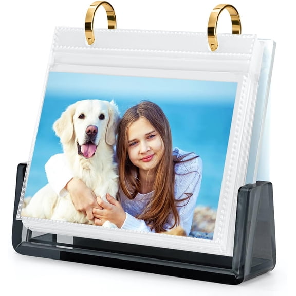 4x6 Desktop Flip Photo Album Stand Picture Frame Holds 60 Pictures, 4x6 Standing Photo Album Double Side Display Gifts for Thanksgiving Christmas Valentines