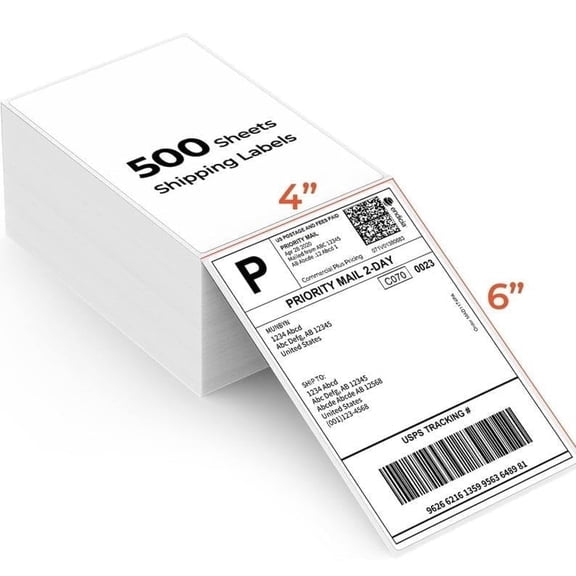 4x6 Direct Thermal Labels 500pcs,HKHKPI Fanfold Shipping Thermal Labels 4x6 Fanfold- Commercial Grade