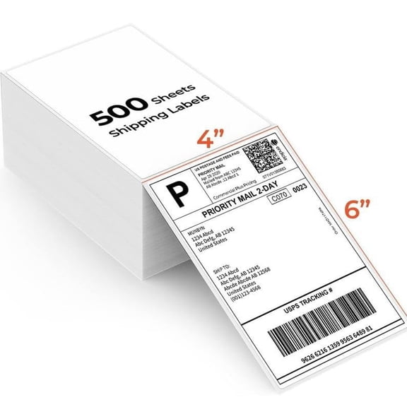 4x6 Direct Thermal Labels 500pcs,HKHKPI Fanfold Shipping Thermal Labels 4x6 Fanfold- Commercial Grade