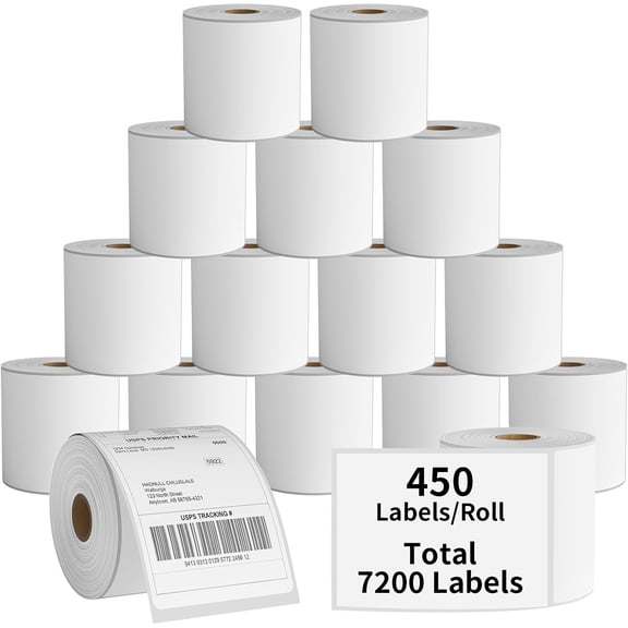 4x6 Direct Thermal Labels,Thermal Shipping Labels Compatible with Zebra 2844 Zp-450 Zp-500 Zp-505, Permanent Adhesive 450 Labels for Rollo, MUNBYN Printer, 16 Rolls