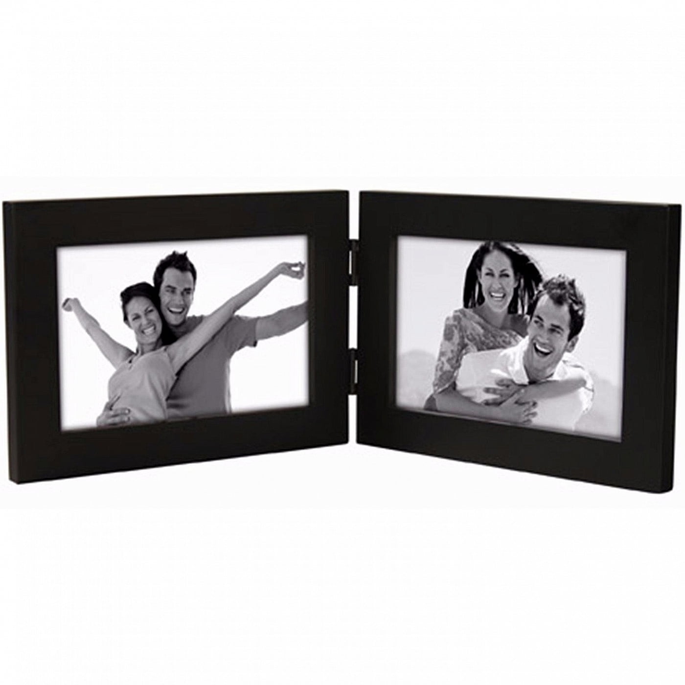 4x6 Double Horizontal Picture Frame LINEAR Black Wood