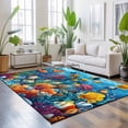 4x6 Fish Octopus Area Rug for Living Room, Washable Non Slip Low Pile ...