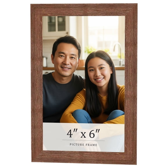 4x6 Frame Brown Farmhouse Solid Wood Picture Frame Width 1.5 Inches | Interior Frame Depth 0.5