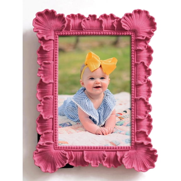 4x6 Frame for Shelf Desk Table Decor, Cute Leaf Picture Frame with for Paintings Art Prints Posters, Modern Gallery Wall Frames for Bedroom Decoration (Rose )