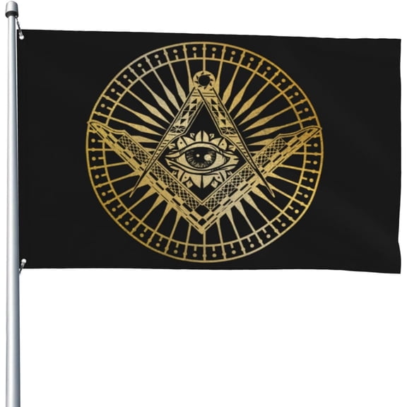 4x6 Ft Garden flag All Seeing Mystic Eye in Masonic Compass Flag American flag Funny House Outdoor banners Yard Flags Garden Parade Banner Tapestry With 2 Grommets