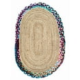 thumbnail image 1 of 4x6 Ft Oval Multi & Natural Jute Area Rug, Hand-Woven, Reversible, Farmhouse Boho Style, Durable & Pet-Friendly Rug for Living Room, Dining Room, and Bedroom, 1 of 5